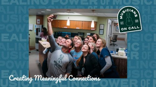 At Tristar Centennial Hospital, Charles Esten takes a selfie with caregivers and hospital workers at the relaunch of MOC Bedside