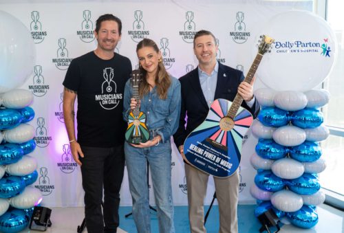 Photo of Kelsea Ballerini, Pete Griffin and Adam Cook at the Dolly Parton Children's Hospital Launch